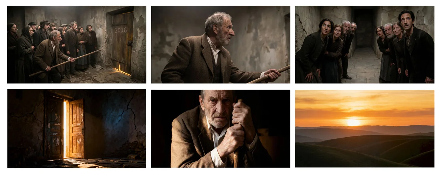 Storyboard en six vignettes pour un court métrage