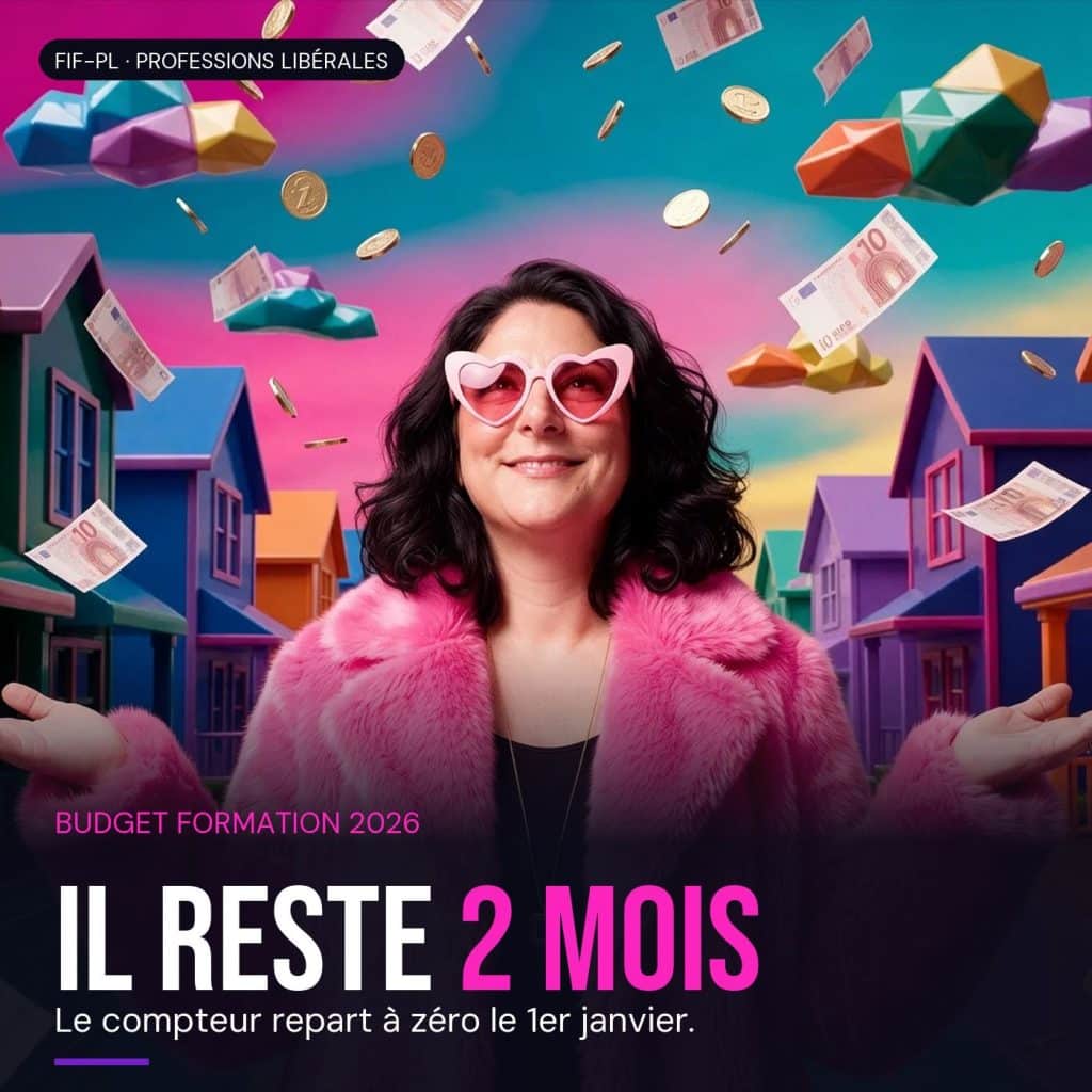 Yaelle en manteau de fourrure rose et lunettes cœur, paumes ouvertes, sous une pluie de pièces et de billets de 10 euros, dans une rue de maisons colorées, avec le titre « Il reste 2 mois, le compteur repart à zéro le 1er janvier ».
